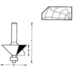 HIKOKI 754113 - Frai E Pour Angle De Bi Eauté -HM Axe De 45 Degré 8mm Diam 31.8mm Prof 12.7mmlong 50 Mm